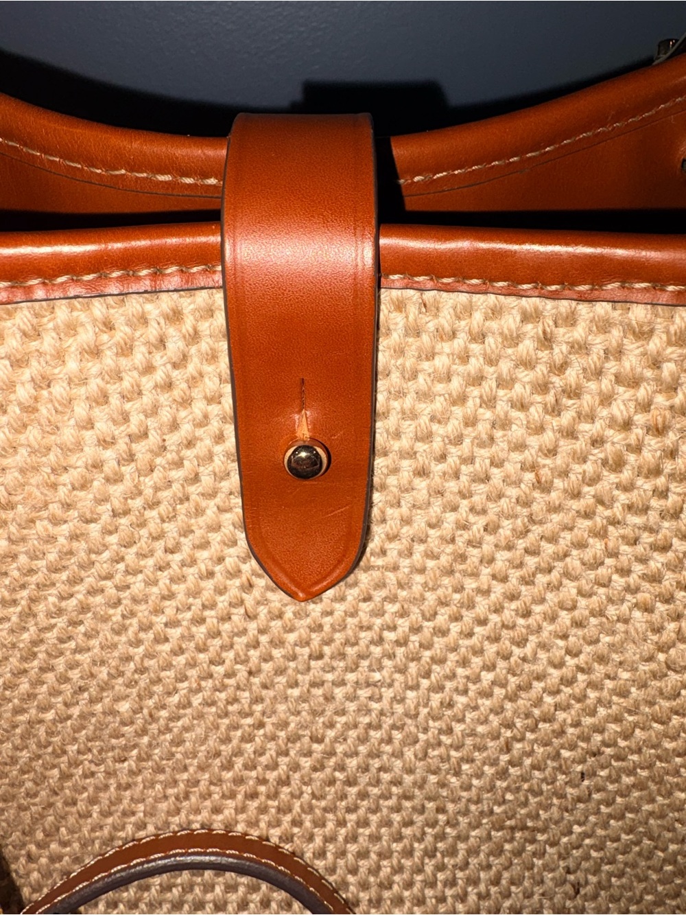 Dooney Bourke RARE! woven Straw and color Saddle Leather small Alto Camilla - Picture 7 of 13